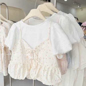 SET ÁO THUN + ÁO HAI DÂY HOA NHÍ DỄ THƯƠNG